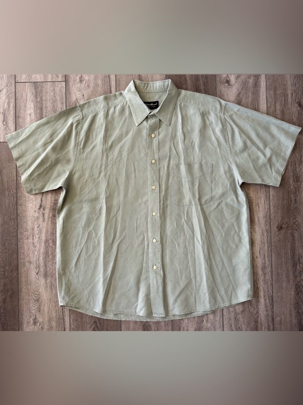 Eddie Bauer Men’s Linen Blend Button-Down Short Sleeve Shirt Beach Casual LARGE